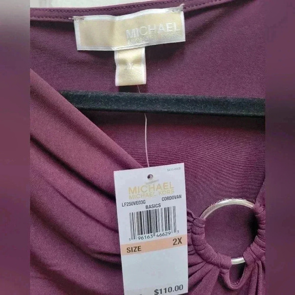 Michael Kors Kordavan Burgundy Hoop Neckline Plus Size 2x NWT - Picture 3 of 3